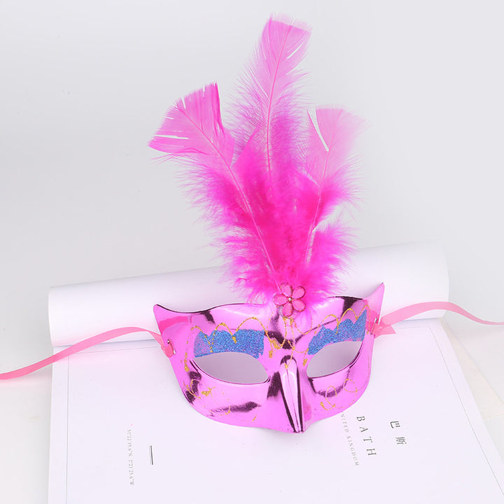 Halloween Glowing Fluff Fiber Led Feather Mask