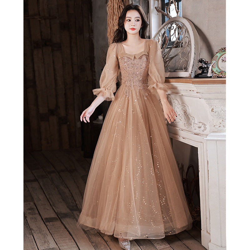 Evening Dress Host Banquet Maid Of Honor Long Sleeves - JOcaste
