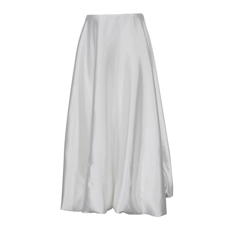 Solid Color Versatile High Waisted Puffy Skirt