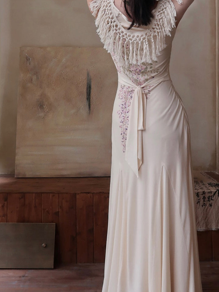 Tassel Round Neck Slim Bohemian Summer Fishtail Dress