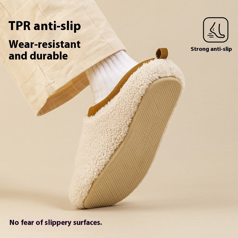 Cozy Plush Slippers for Men & Women - Soft Artificial Wool, Round Toe, Sizes 36-43