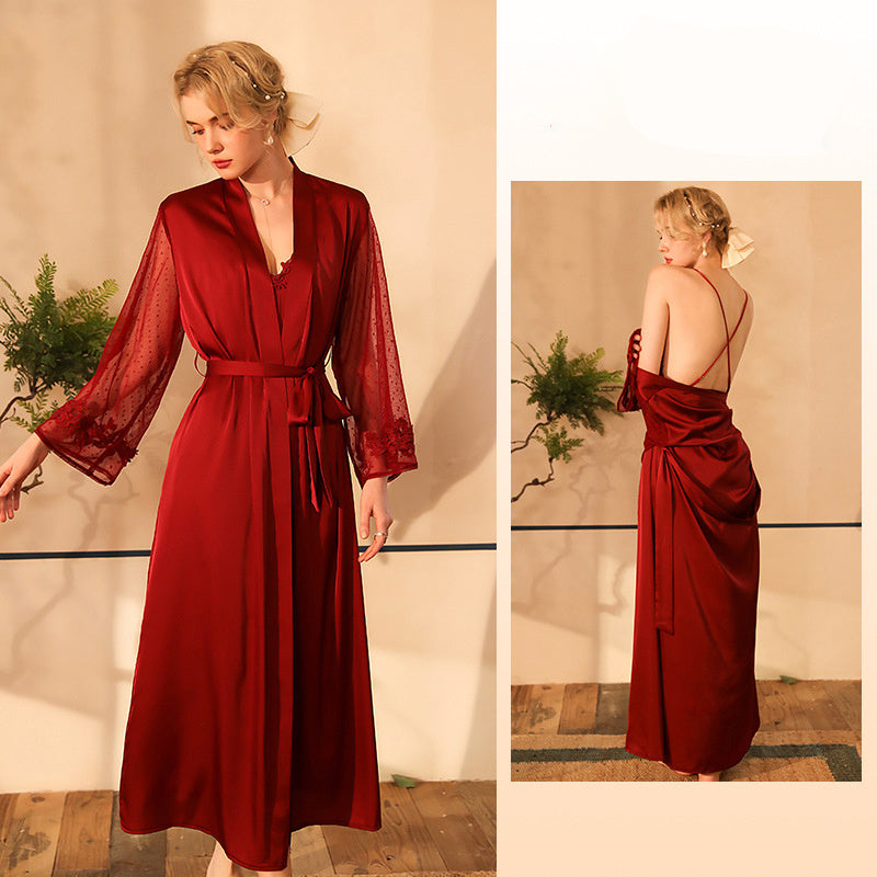 Elegant Satin & Mesh Camisole Set – Two-Piece Loungewear-SH-LNG-0108