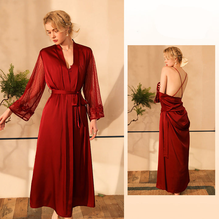 Elegant Satin & Mesh Camisole Set – Two-Piece Loungewear-SH-LNG-0108