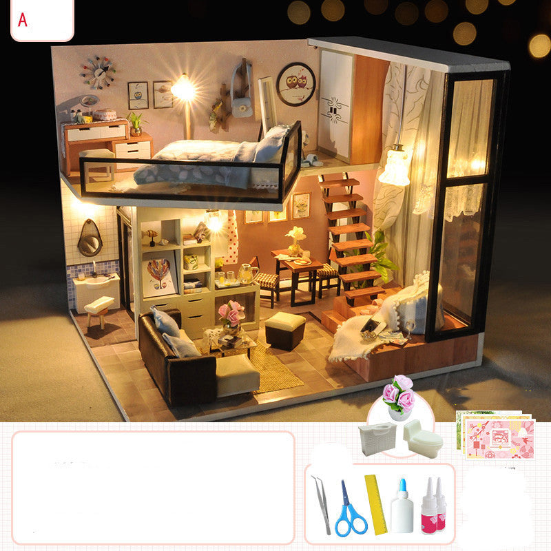 DIY Handmade Assembling Kit – Miniature House with Music, Lights & Custom Styles