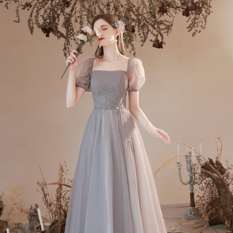 Bubble Sleeve Long Dress Fairy Dress - JOcaste
