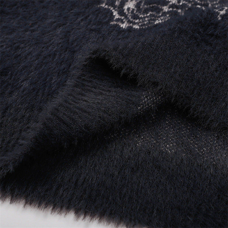 Premium Cashmere Pullover - Medium Thickness in Dark Gray & Apricot