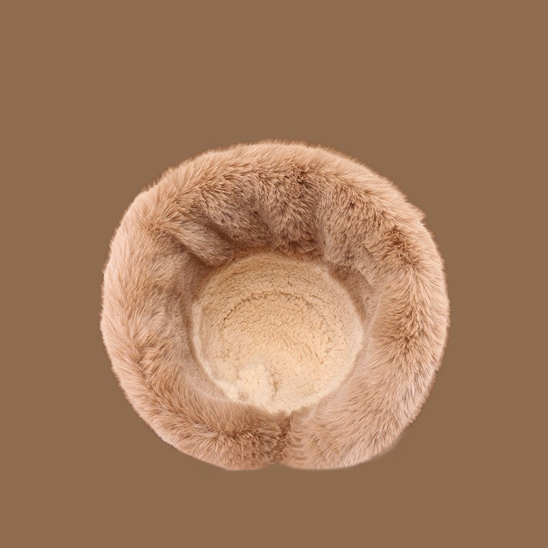 C1623 Suede Plush Edge Fisherman’s Hat – Trendy, Warm & Windproof | Dome Crown, M Size