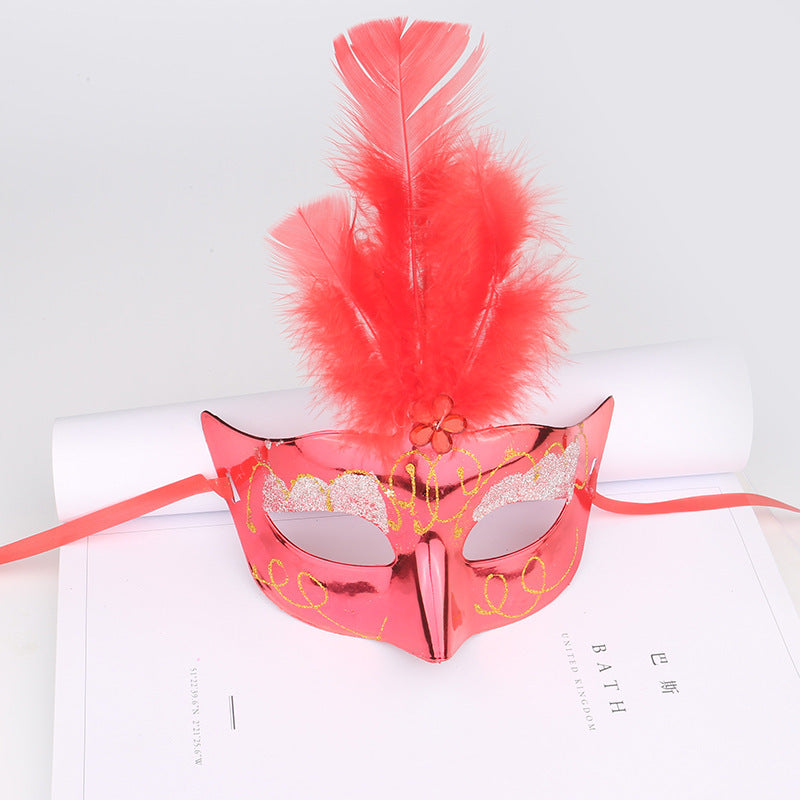 Halloween Glowing Fluff Fiber Led Feather Mask