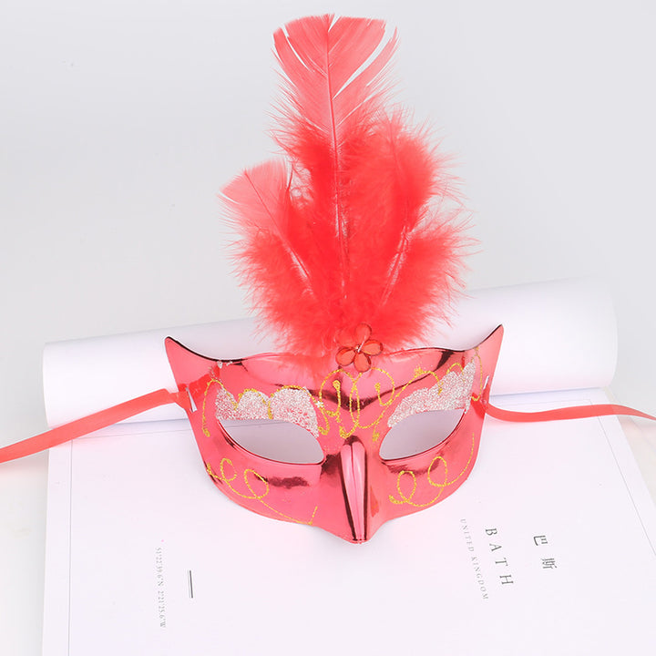 Halloween Glowing Fluff Fiber Led Feather Mask