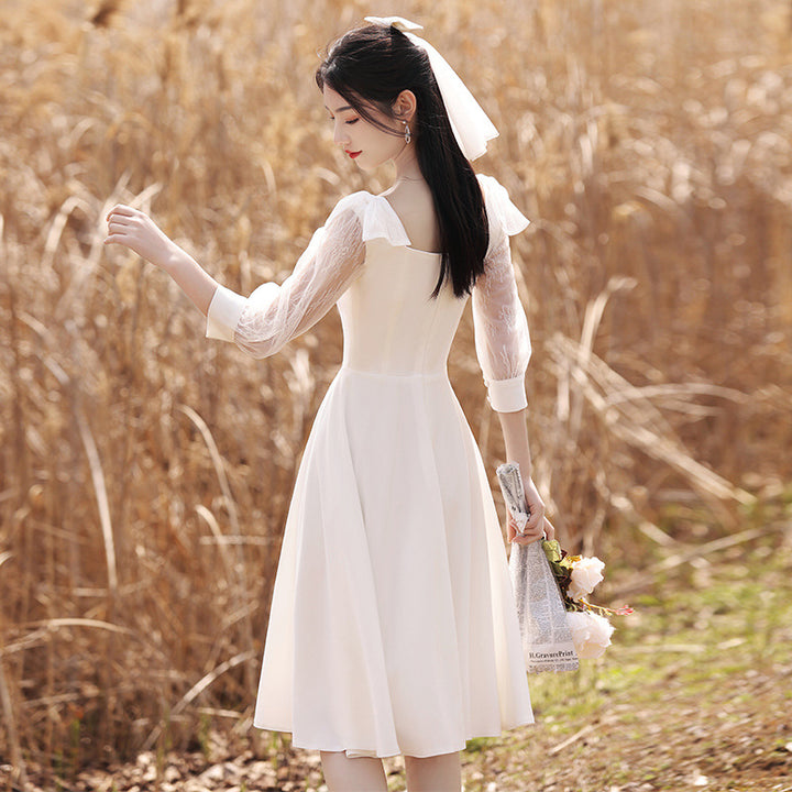 White Dinner Suit Women's Light Luxury Engagement Dress