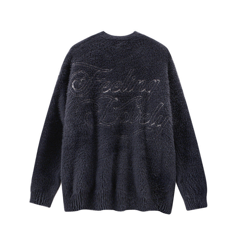 Premium Cashmere Pullover - Medium Thickness in Dark Gray & Apricot