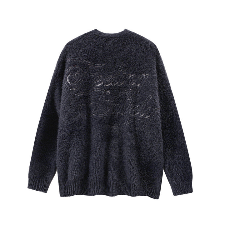 Premium Cashmere Pullover - Medium Thickness in Dark Gray & Apricot