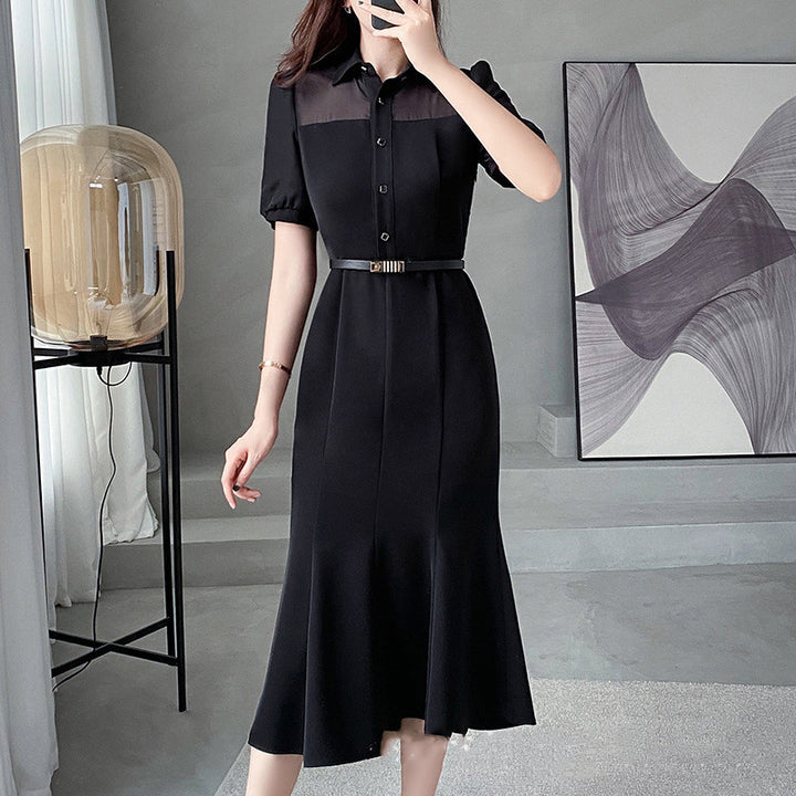 Chiffon Patchwork Dress Long Skirt