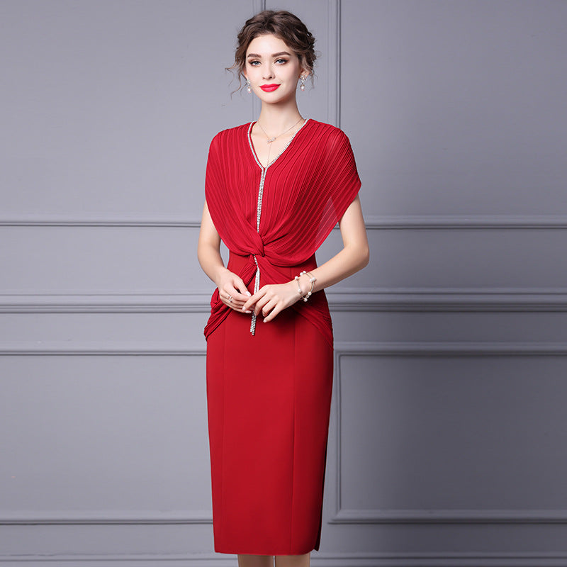 Slim Waist Length Skirt Red - JOcaste