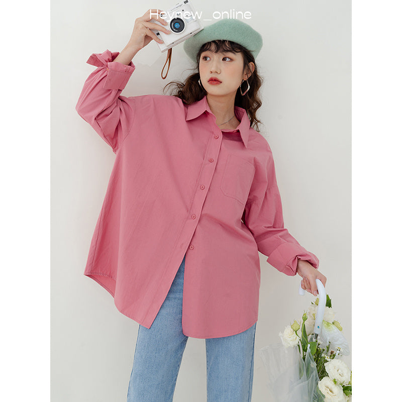 Women's Solid Color Cotton Shirt – Casual All-Matching Style-SH-TOP-SH-TOP-002