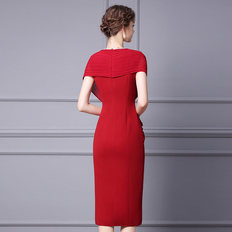 Slim Waist Length Skirt Red - JOcaste