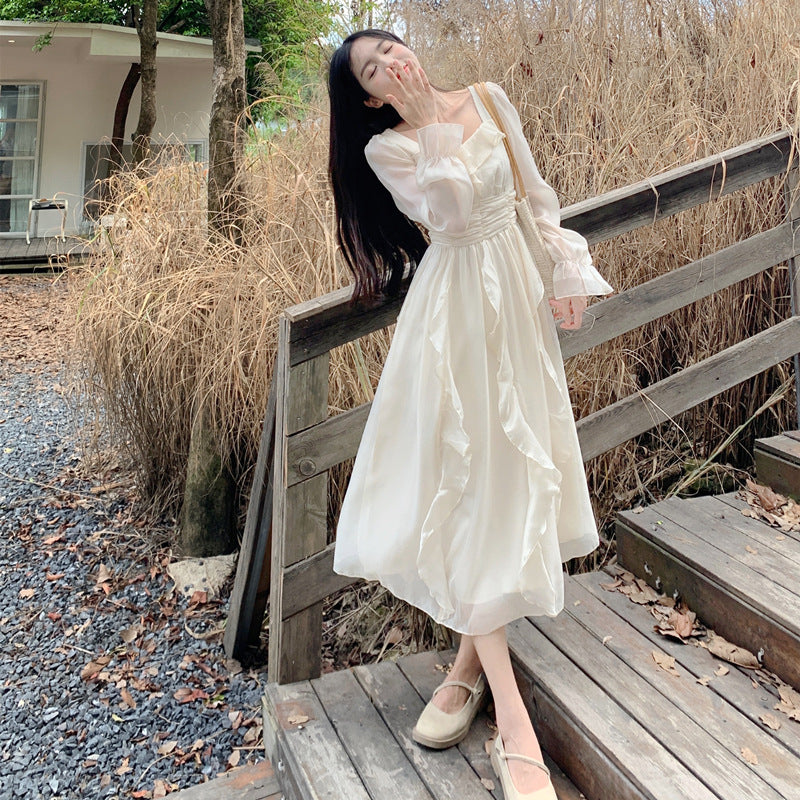 Girls French Style Long Sleeve Dress
