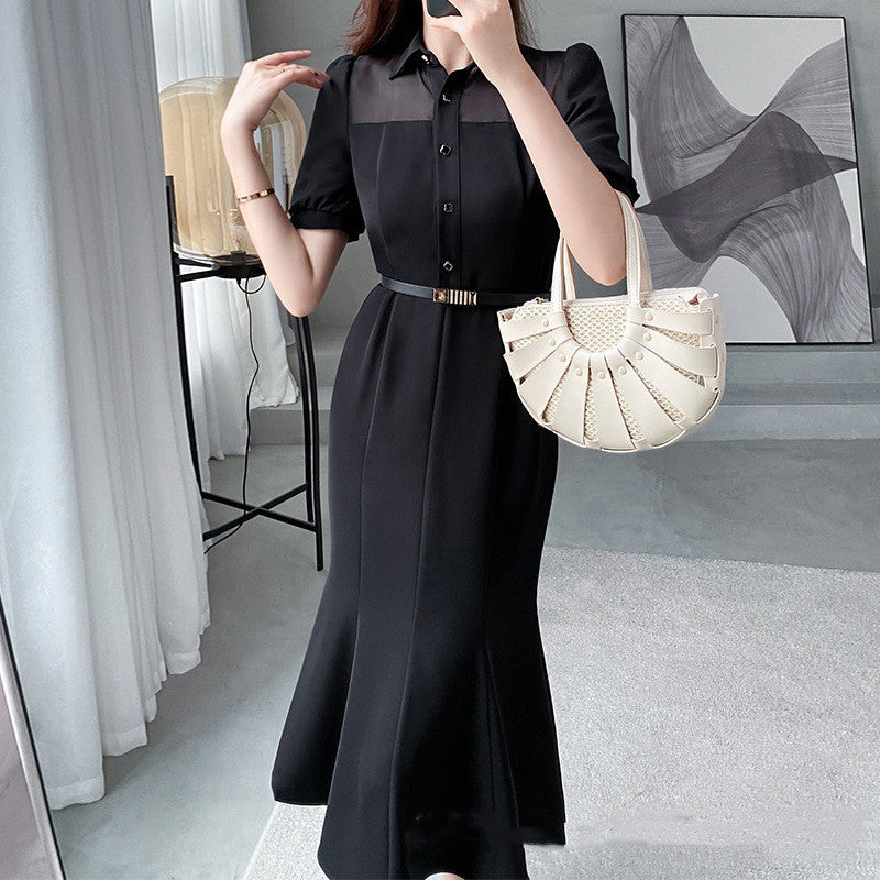 Chiffon Patchwork Dress Long Skirt