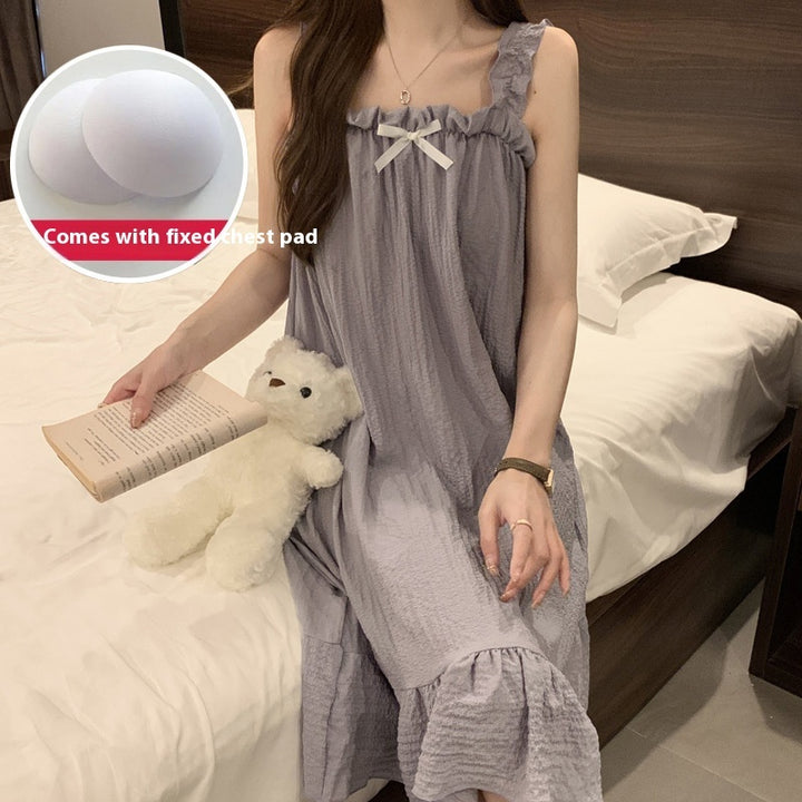 Spaghetti-strap Padded Nightdress For Girls Thin