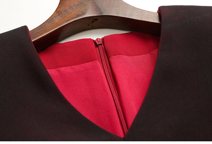 Gradient Red Buttocks Wrapped Dress For Women
