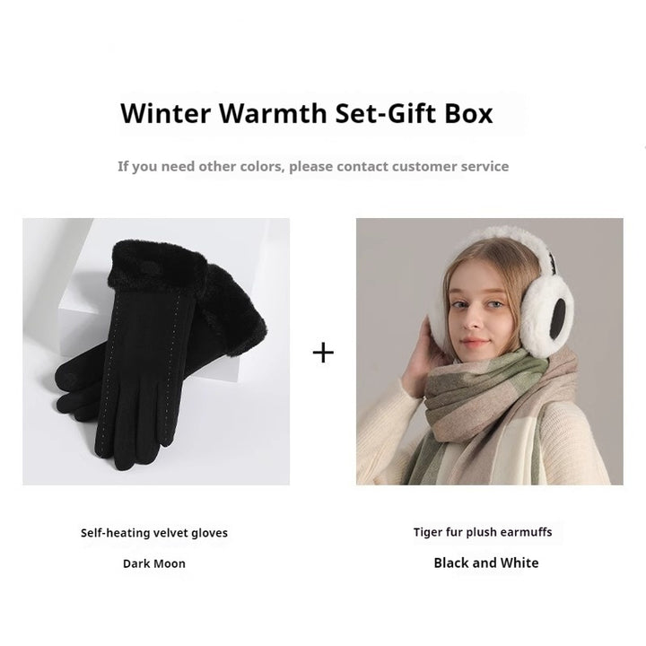 Fashion Commuter Winter Set – Plush Ear Muffs, Scarf & Gloves for Warmth & Style