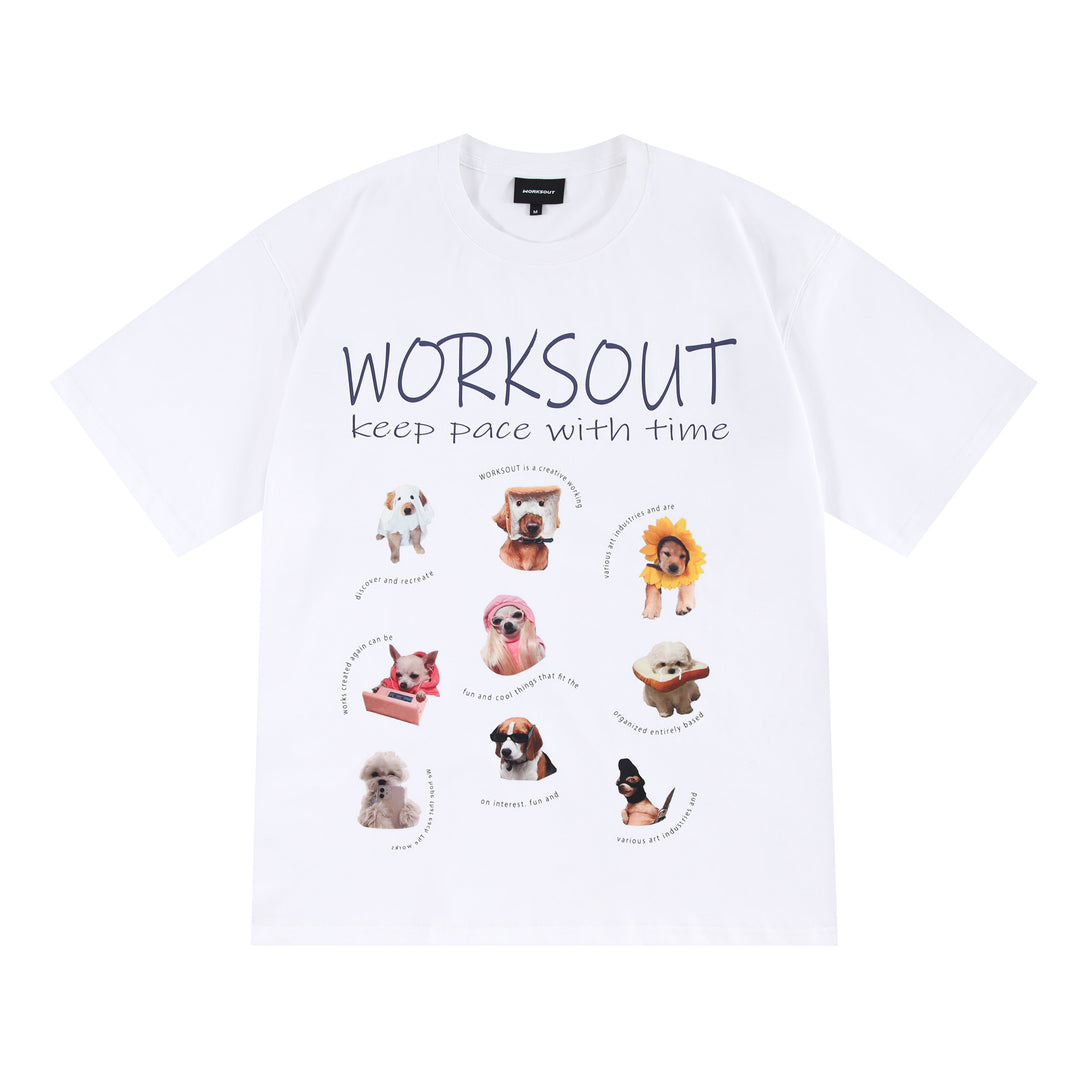 Pet Puppy Printed Short Sleeve Retro T-shirt