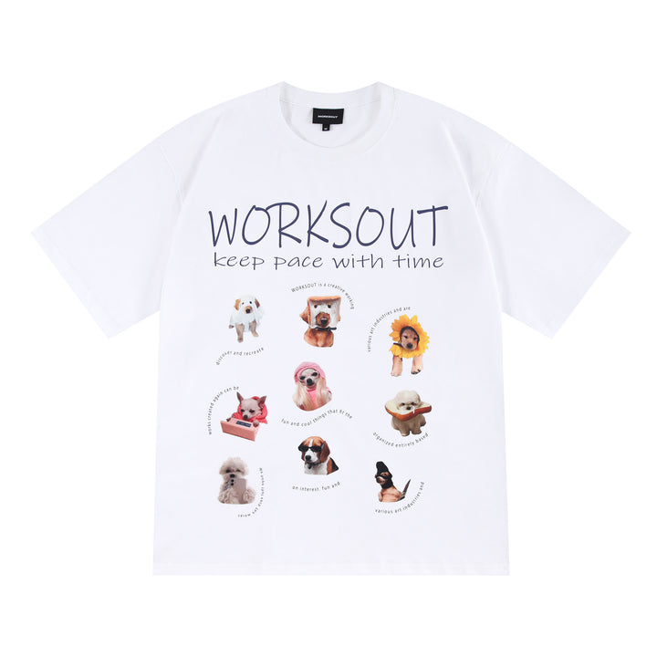Pet Puppy Printed Short Sleeve Retro T-shirt