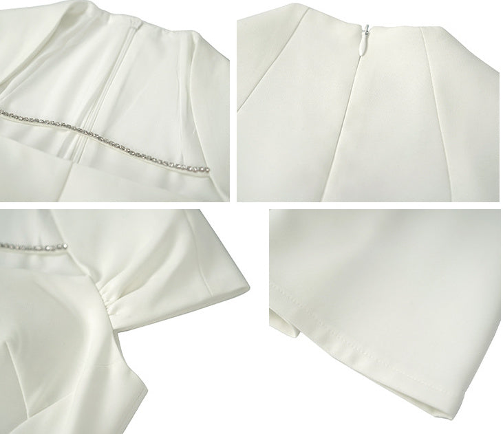 Square Collar Dress Women's Waist-controlled Large Hem