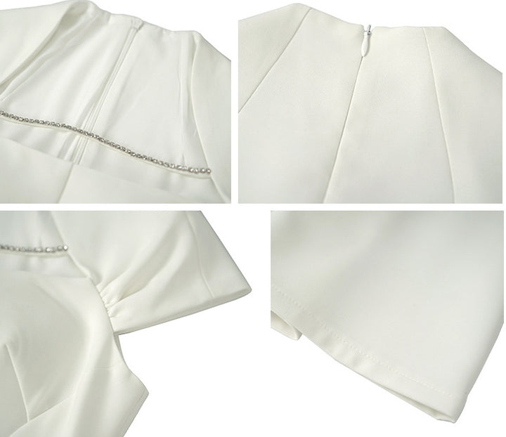 Square Collar Dress Women's Waist-controlled Large Hem