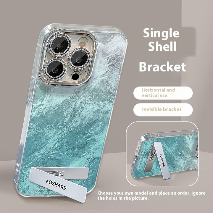 Ice Blue Gradient Invisible Bracket Chain Phone Case