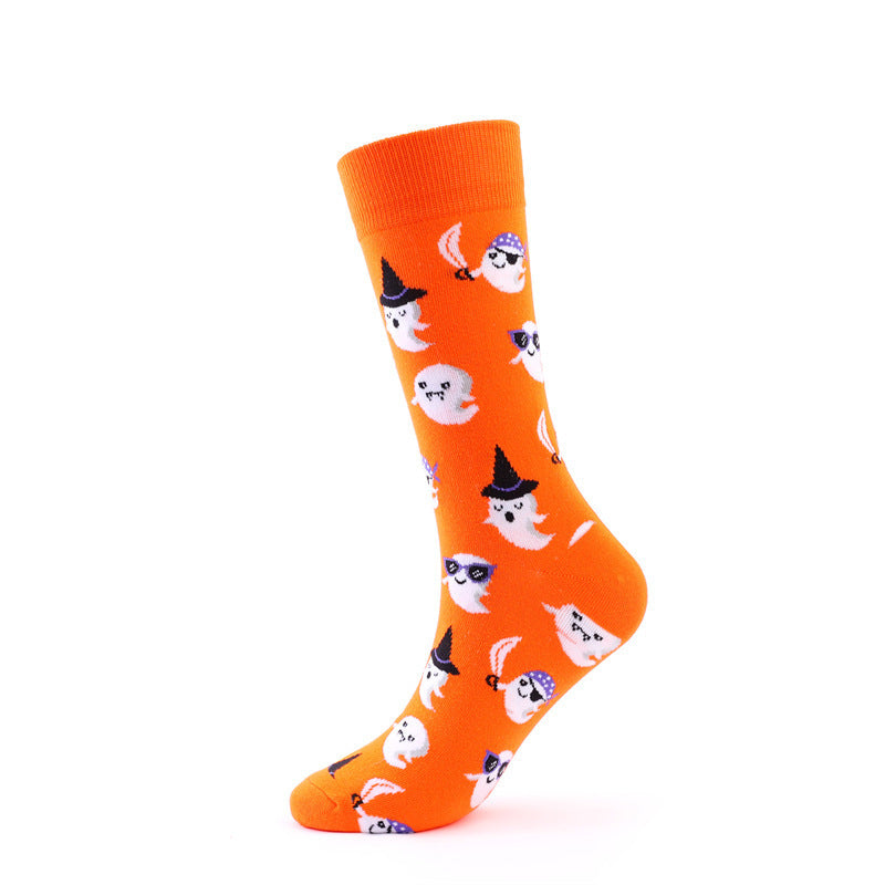 Personalized Cotton Socks Men And Women Halloween Pumpkin Skull Cartoon Tube Socks Trendy Long Athletic Socks