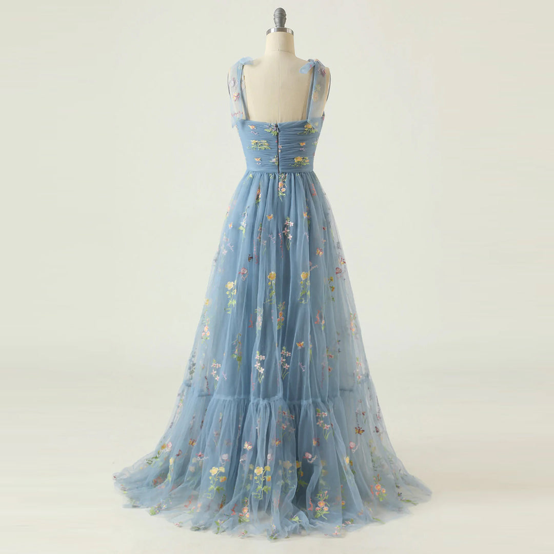 Small Tail Strap Floral Holiday Long Dress - JOcaste