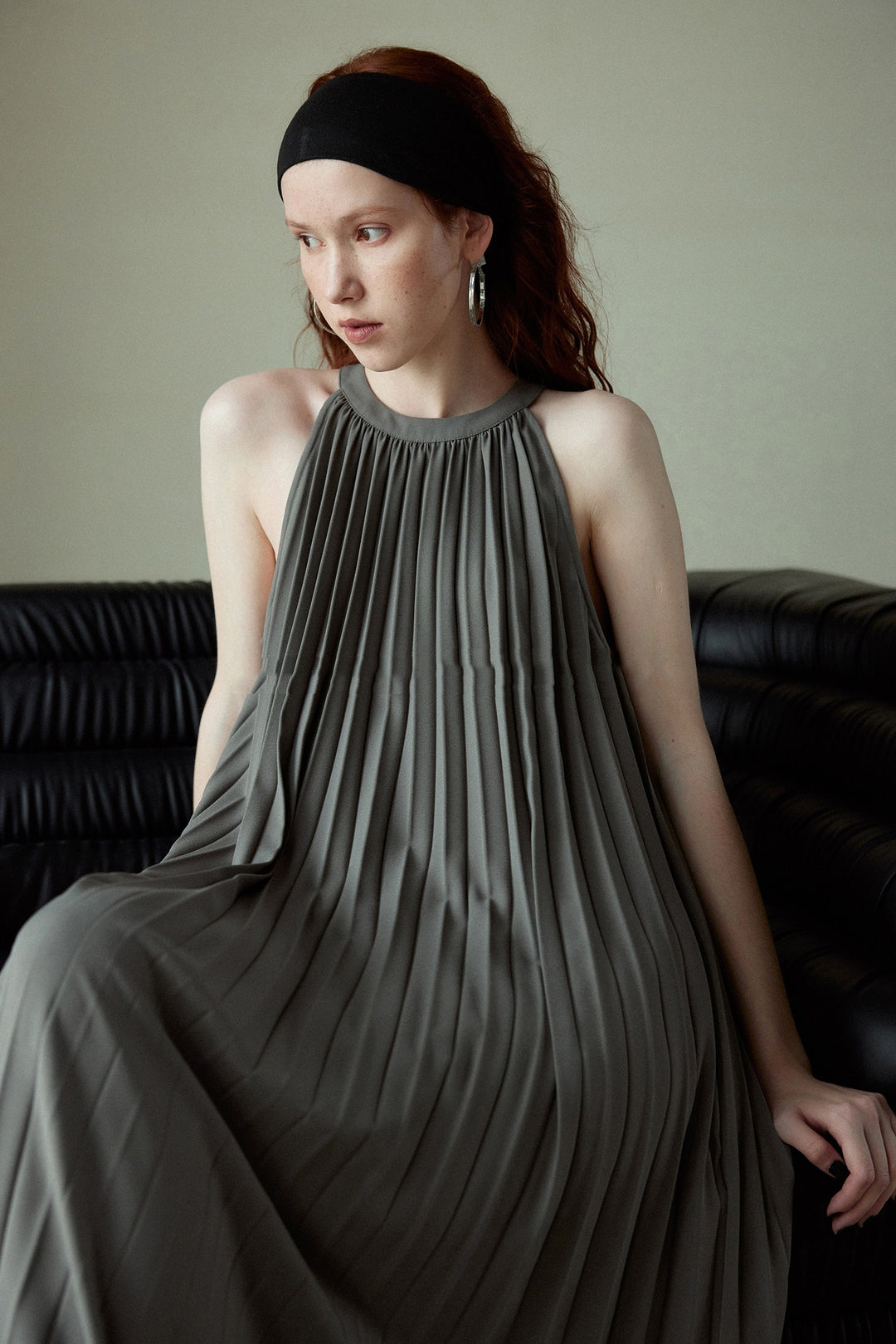 Organ Pleated Pleated Skirt Holiday Halter Dress