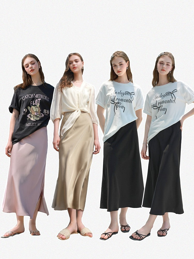 Fishtail Elastic Waist Skirt A- Line