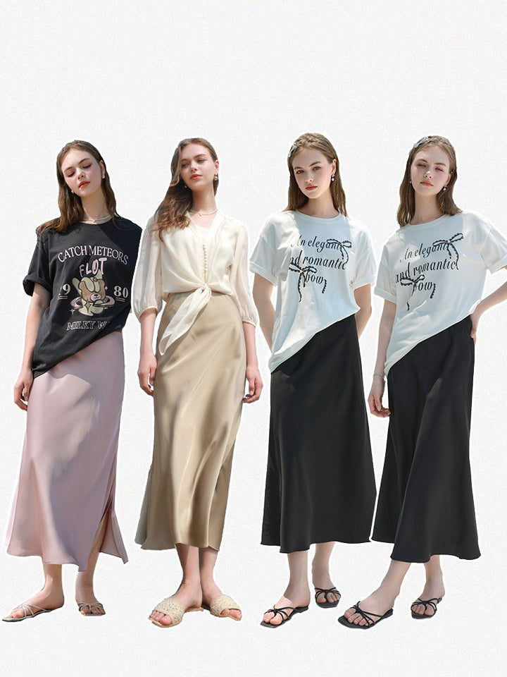 Fishtail Elastic Waist Skirt A- Line