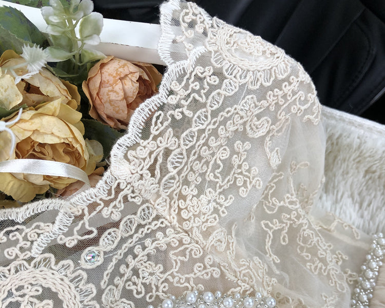 French Court Style Heavy Industry Lace Fairy Train Dress