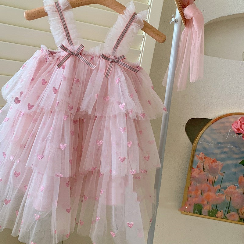 Children's Princess New Girls' Mesh Dress Love