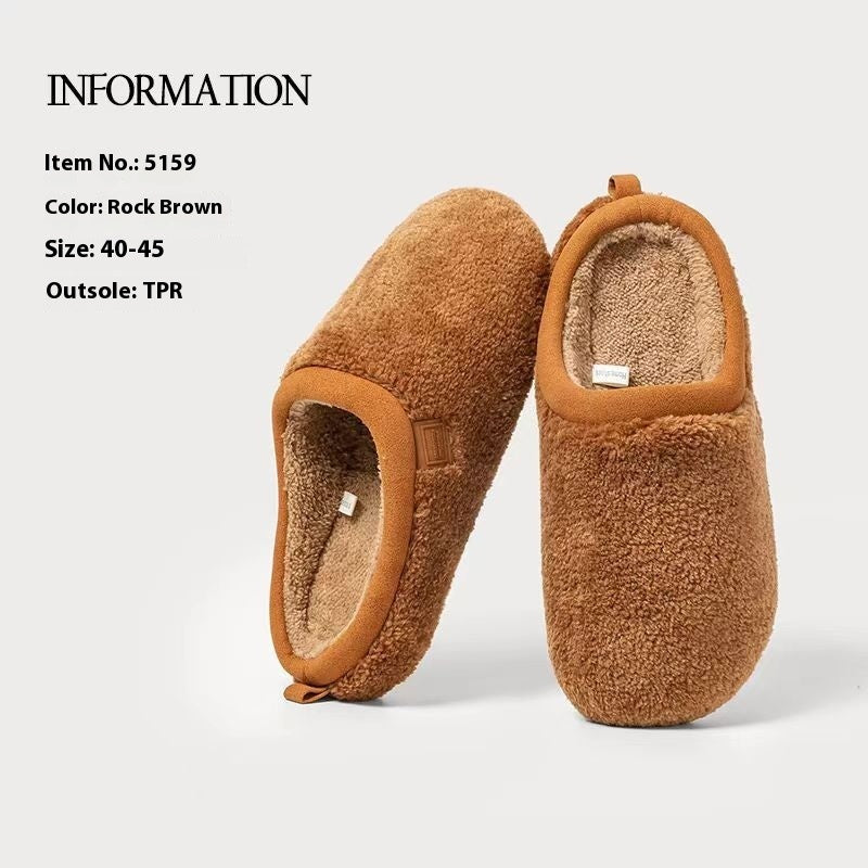 Cozy Plush Slippers for Men & Women - Soft Artificial Wool, Round Toe, Sizes 36-43