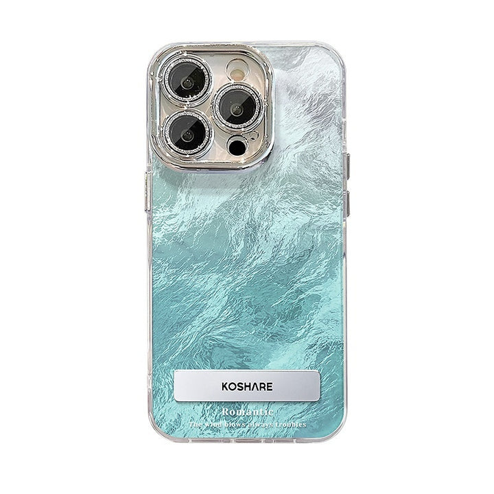 Ice Blue Gradient Invisible Bracket Chain Phone Case