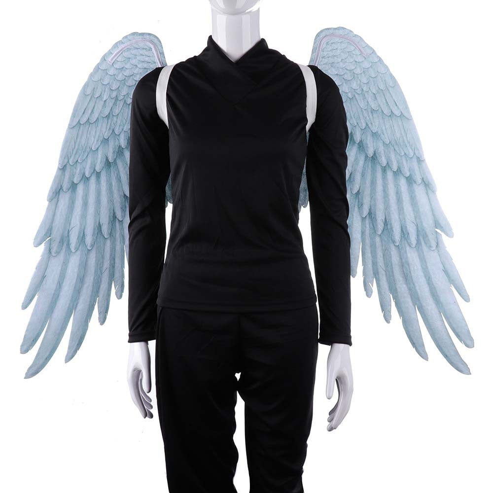 Halloween unisex oversized black white angel wings