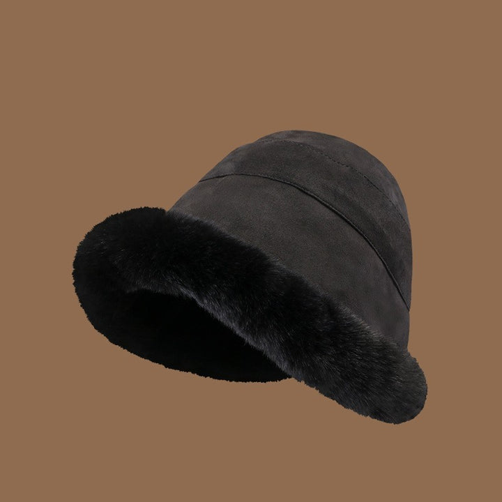 C1623 Suede Plush Edge Fisherman’s Hat – Trendy, Warm & Windproof | Dome Crown, M Size