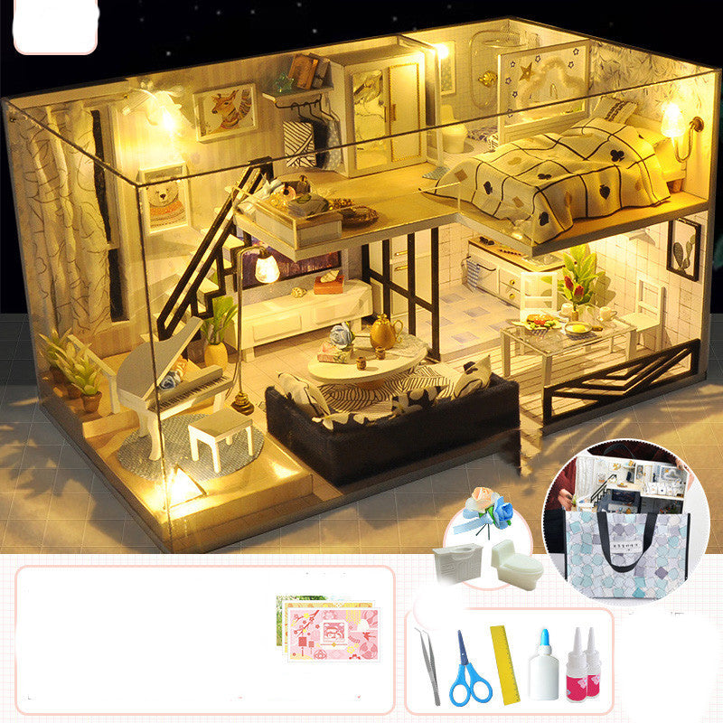 DIY Handmade Assembling Kit – Miniature House with Music, Lights & Custom Styles