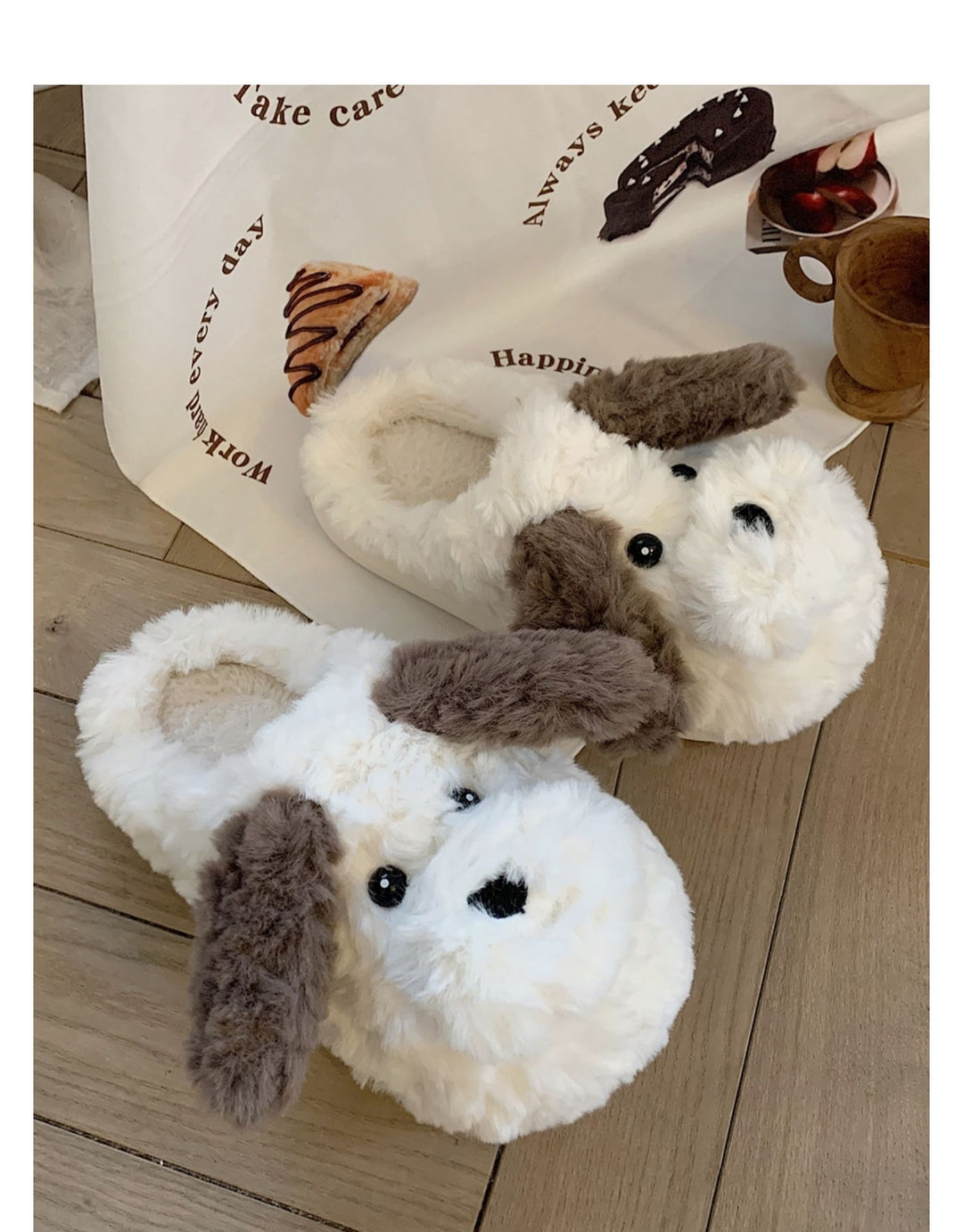 Cartoon Plush Slippers for Women – Warm & Cozy Korean Style with Toe Holder