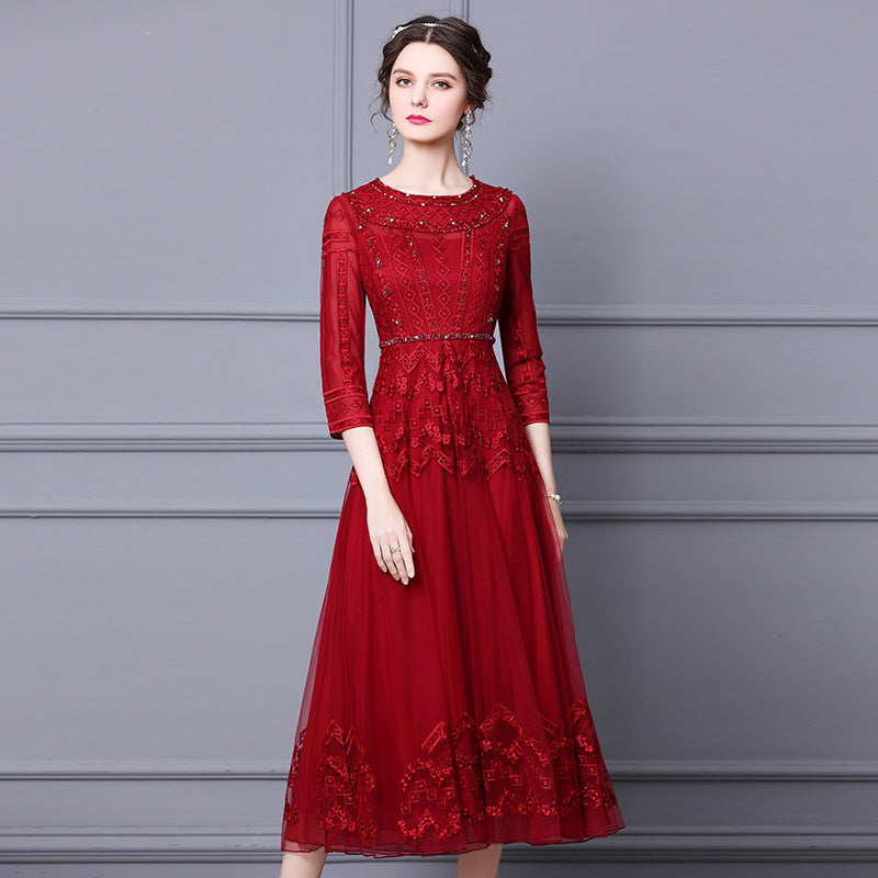 Premium Feel Nail Diamond Fashion Slim Fit Dress