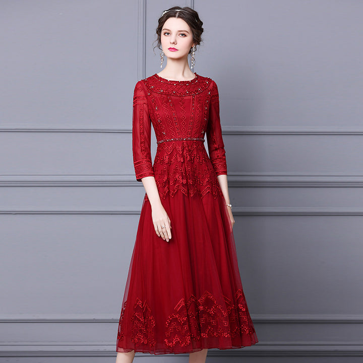 Premium Feel Nail Diamond Fashion Slim Fit Dress