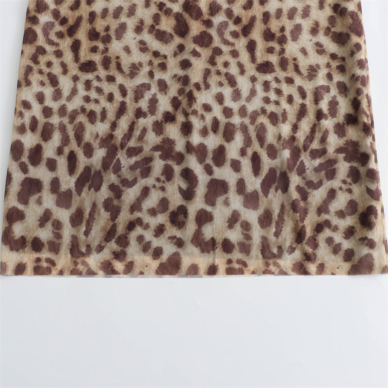 Summer Animal Print Halter Tube Top And Skirt Suit