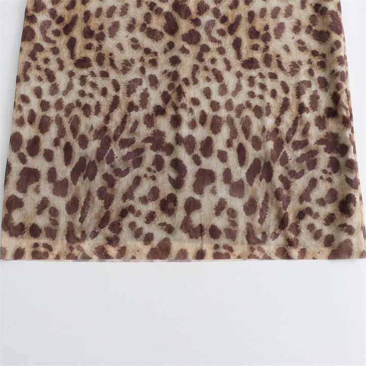 Summer Animal Print Halter Tube Top And Skirt Suit