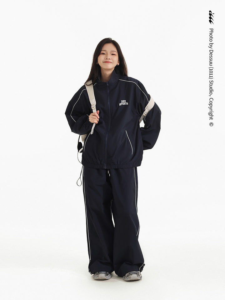Women’s Two-Piece Casual Set – Sport Woven Jacket & Embroidered Top-SH-SS-001