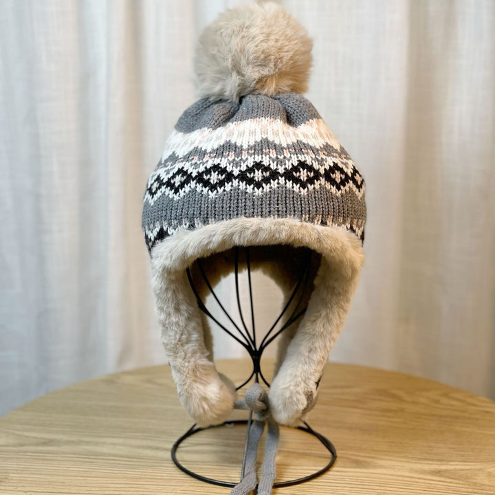 Japanese Ethnic Style Jacquard Knitted Fleece-lined Hat
