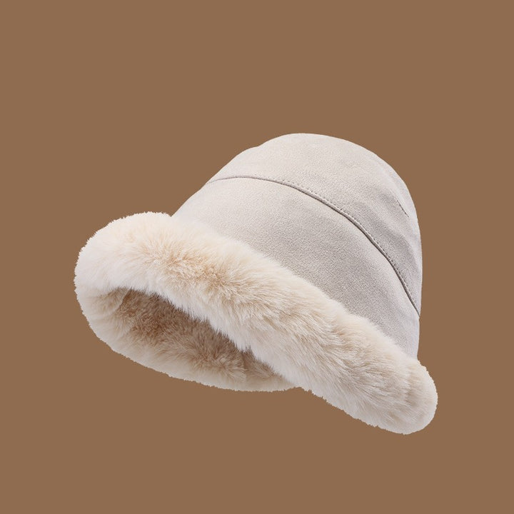 C1623 Suede Plush Edge Fisherman’s Hat – Trendy, Warm & Windproof | Dome Crown, M Size